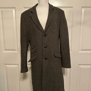 Harris Tweed Herringbone Wool Coat